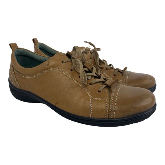 Ecco Cap Toe Oxford Derby Casual Leather Shoes Brown Womens size 40 9.5 - Picture 1 of 11